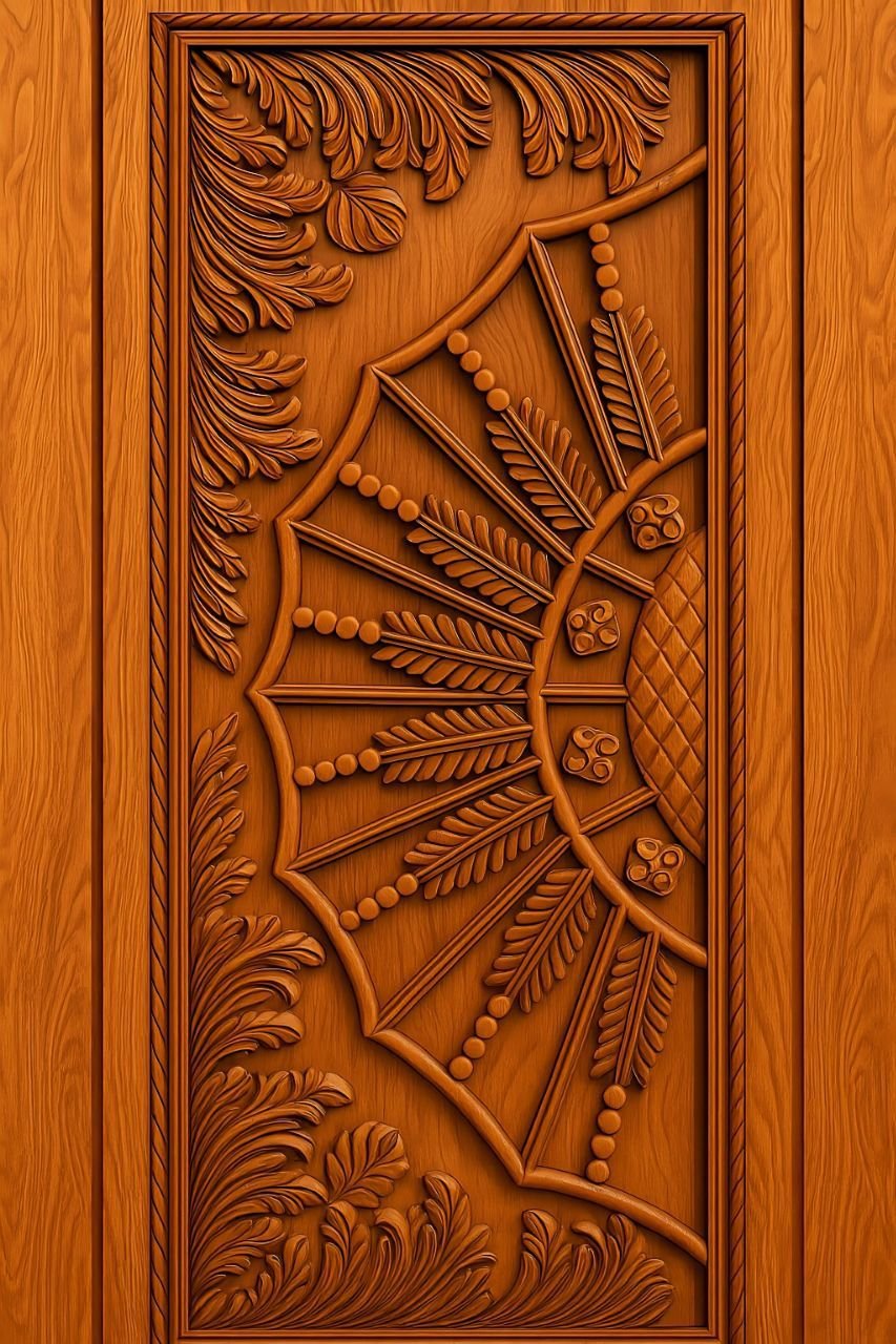 Ornate Circular Motif Carved Door